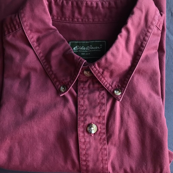 Eddie Bauer Red Short Sleeve Button-Down Shirt - Picture 7 of 13